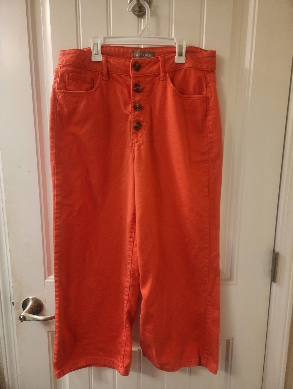 Falls Creek Coral Button Front Wide Leg Cropped Pants Size 12
